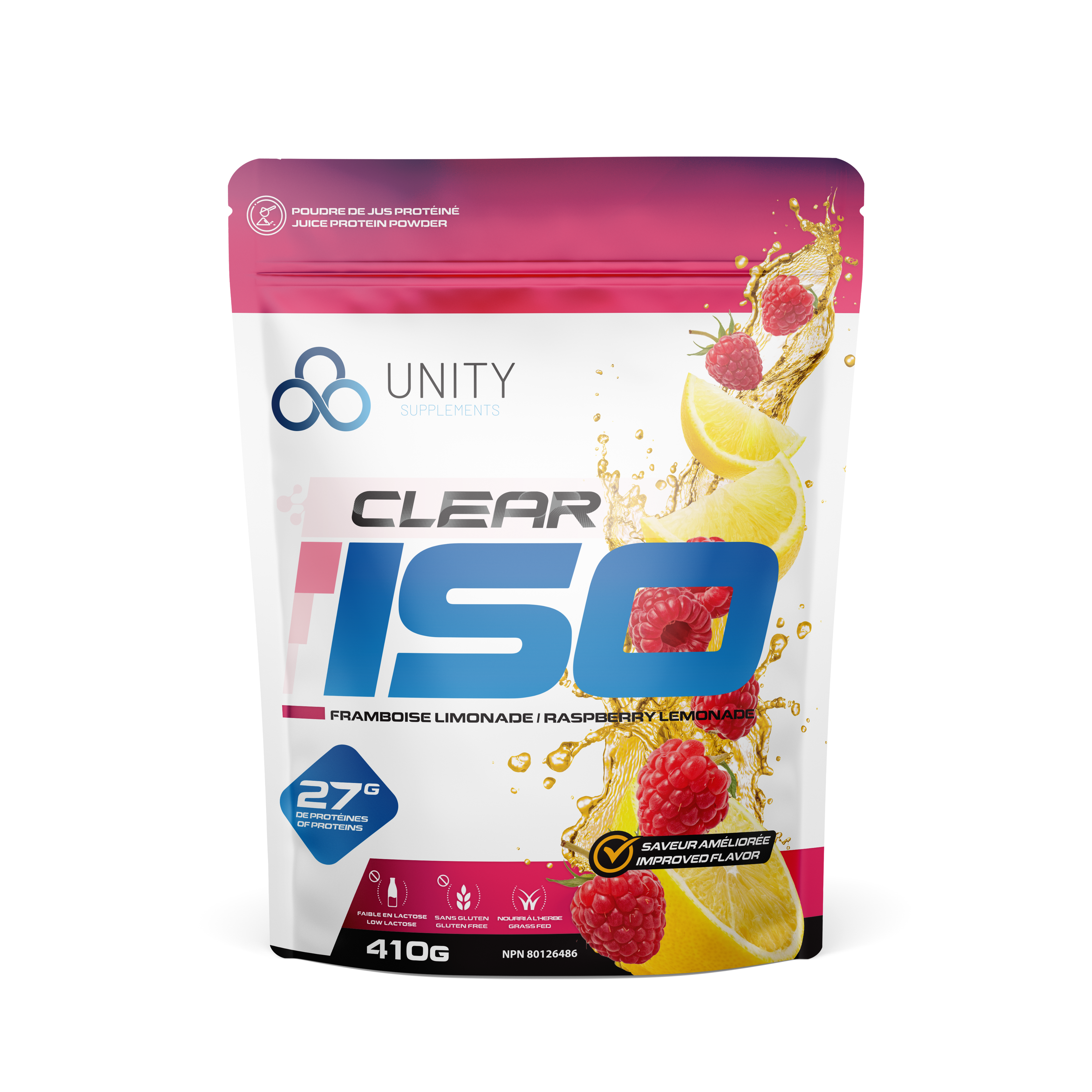 Juice Protein - Raspberry Lemonade 410g - Unity-Supplements